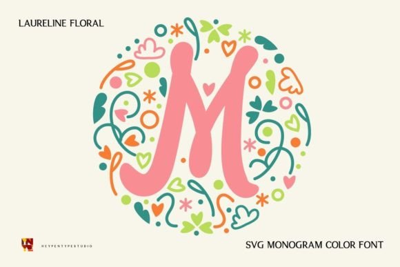 Laureline Floral Monogram: A Cute, Soft Color Font for Branding